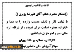 عرض تسلیت به همکار گرامی جناب آقای وزیری بمناسبت درگذشت مادر محترمشان