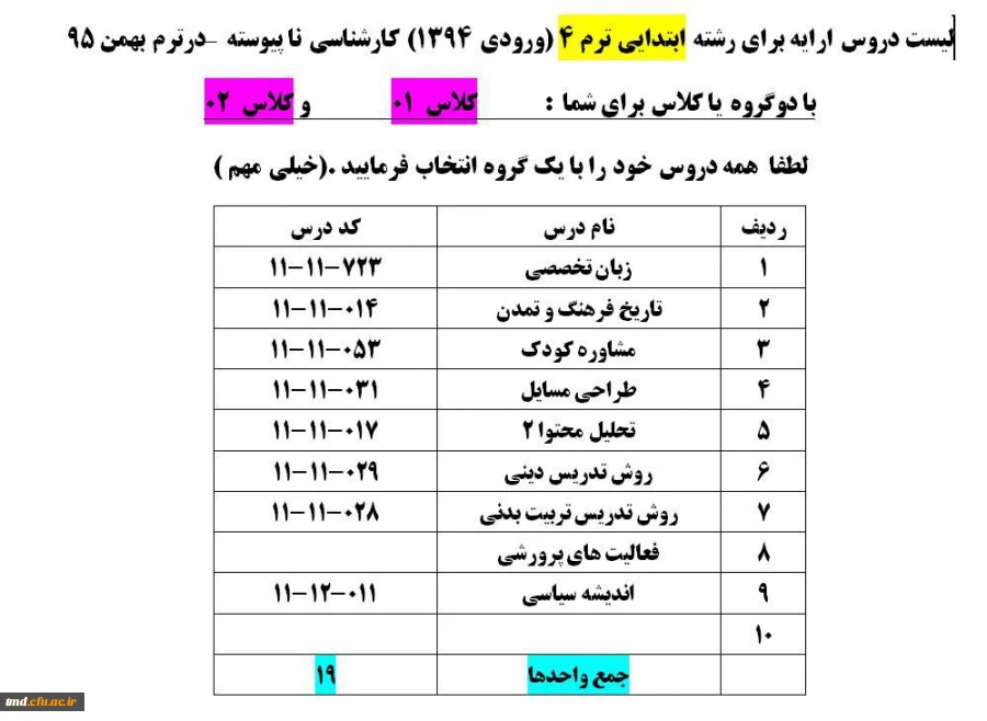 کارشناسی آموزش ابتدائی ناپیوسته معلمان ورودی 94