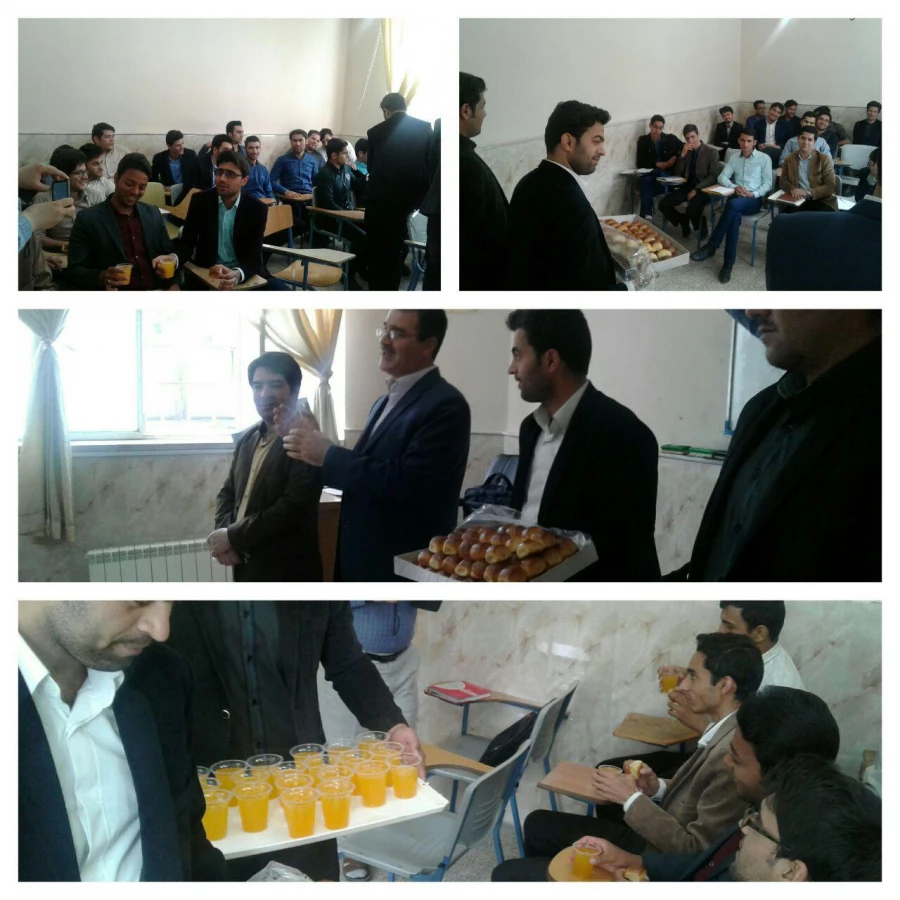 همزمان با 13 رجب و روز میلاد امیر المومنین ( ع) انجام شد : 
حضور دکتر رئوفیان در کلاسهای درس  جهت تبریک و توزیع شربت و شیرینی در بین دانشجویان  3