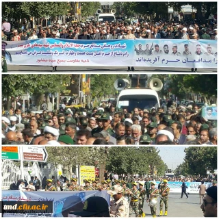 حضور دانشجویان  اساتید و کارکنان واحد دانشور در تشییع پیکر شهید علوی نسب شهید مدافع حرم در نیشابور