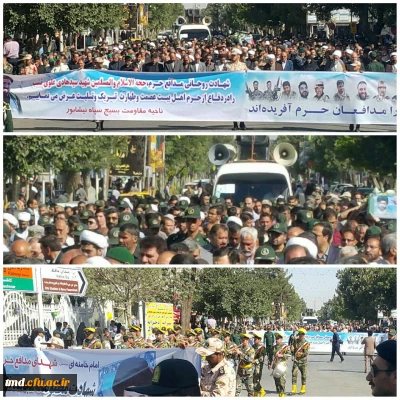 حضور دانشجویان  اساتید و کارکنان واحد دانشور در تشییع پیکر شهید علوی نسب شهید مدافع حرم در نیشابور