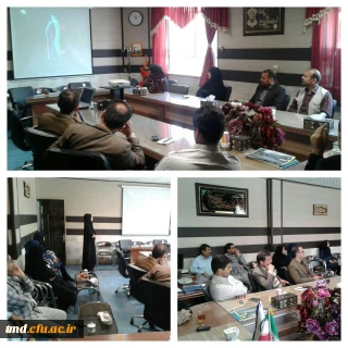 با حضور کارشناس بهداشت حرفه ای سرکارخانم توزنده جانی انجام شد : 
تشریح بهداشت حرفه ای  در محیط کار و شرایط ارگونومی محیطی ویژه کارکنان واحد دانشور نیشابور