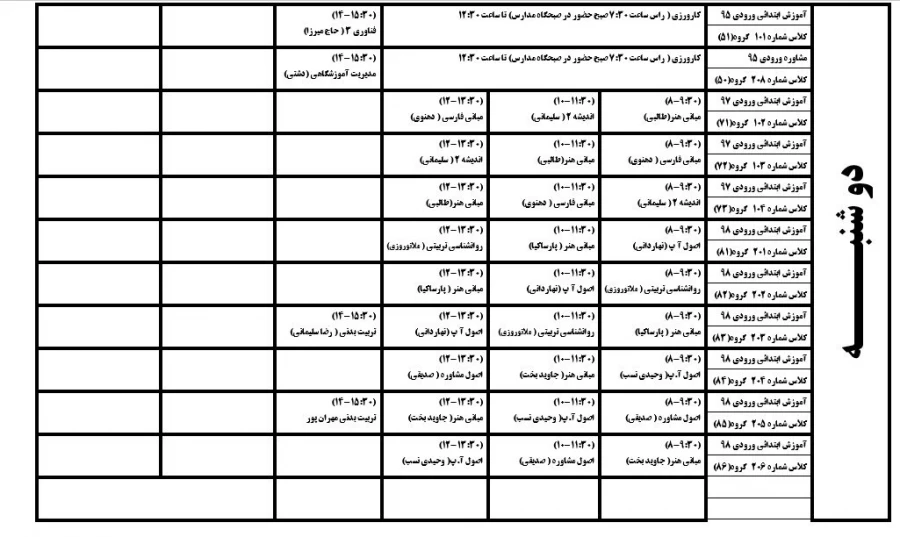 قابل توجه دانشجویان ورودی 98
برنامه درسی و گروههای کلاسی دانشجویان  2