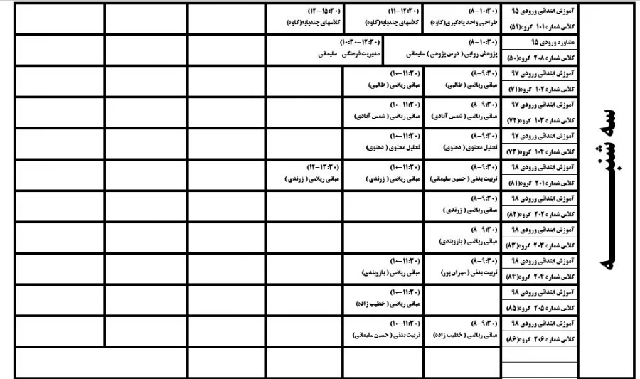 قابل توجه دانشجویان ورودی 98
برنامه درسی و گروههای کلاسی دانشجویان  3