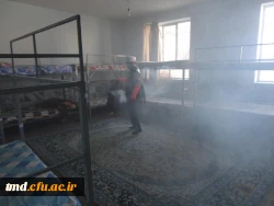 در راستای پیشگیری و مقابله با ویروس کرونا انجام شد : 
ضد عفونی و نظافت عمومی فضای سراهای دانشجویی ، کلاسها ، آشپزخانه و سالن های واحد دانشور  2