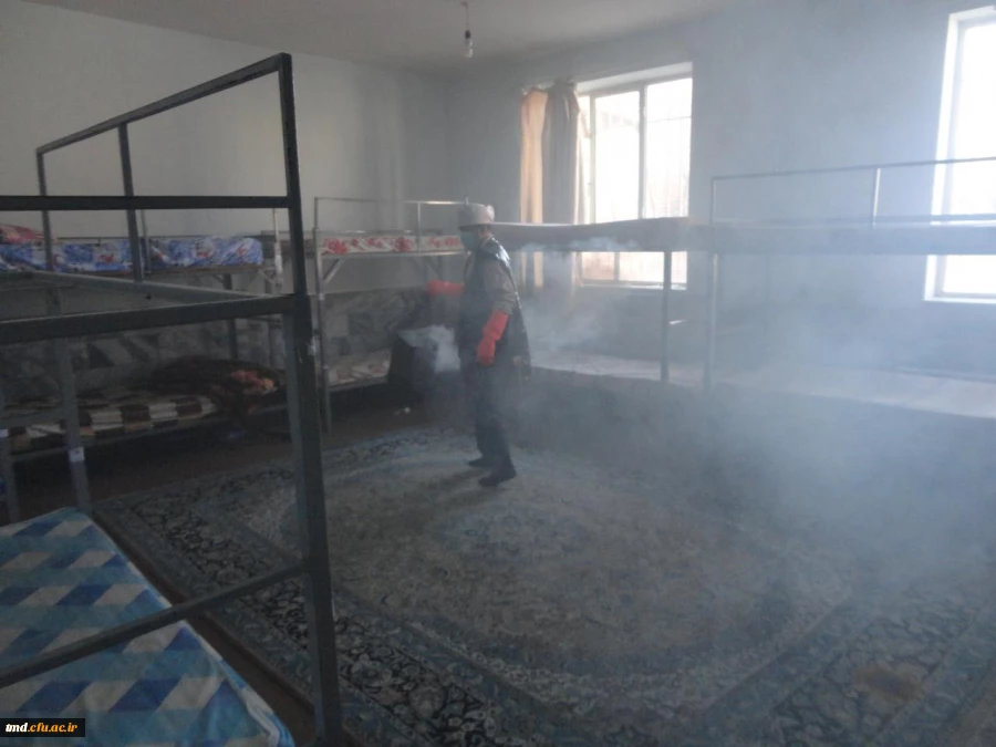 در راستای پیشگیری و مقابله با ویروس کرونا انجام شد : 
ضد عفونی و نظافت عمومی فضای سراهای دانشجویی ، کلاسها ، آشپزخانه و سالن های واحد دانشور  2