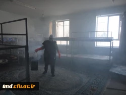 در راستای پیشگیری و مقابله با ویروس کرونا انجام شد : 
ضد عفونی و نظافت عمومی فضای سراهای دانشجویی ، کلاسها ، آشپزخانه و سالن های واحد دانشور  7