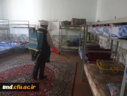 در راستای پیشگیری و مقابله با ویروس کرونا انجام شد : 
ضد عفونی و نظافت عمومی فضای سراهای دانشجویی ، کلاسها ، آشپزخانه و سالن های واحد دانشور  9