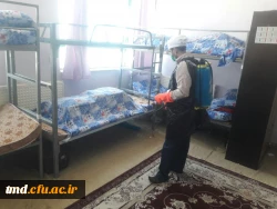 در راستای پیشگیری و مقابله با ویروس کرونا انجام شد : 
ضد عفونی و نظافت عمومی فضای سراهای دانشجویی ، کلاسها ، آشپزخانه و سالن های واحد دانشور  17