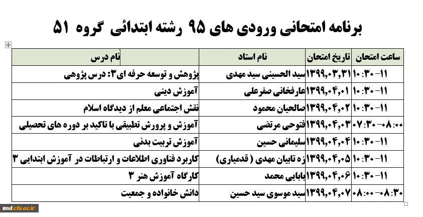 اطلاعیه مهم برگزاری امتحانات پایان ترم  6