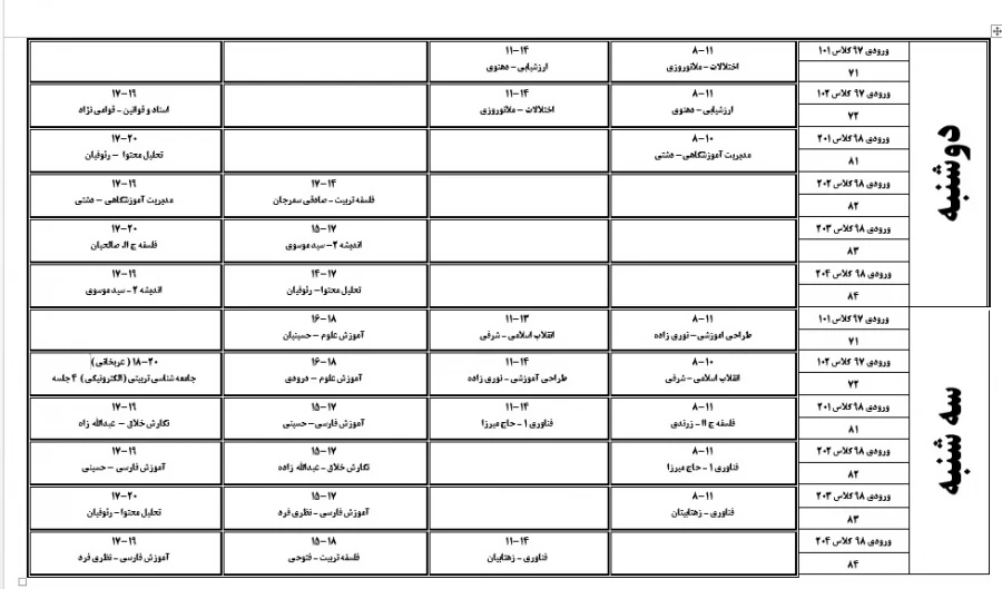 قابل توجه دانشجویان عزیز
زمان و نحوه انتخاب دروس ترم اول 99 11
