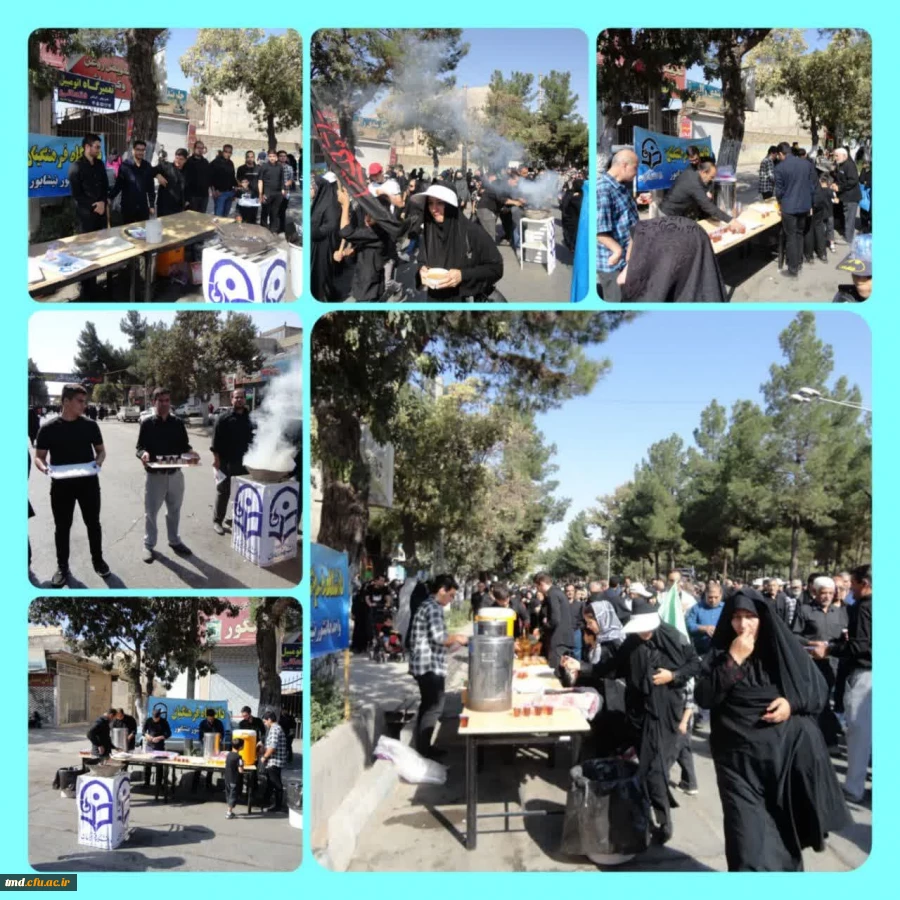 همزمان با فرارسیدن ایام اربعین حسینی انجام شد : 
برپایی موکب و پذیرایی از عزاداران  شرکت کننده در راهپیمایی جاماندگان اربعین حسینی  2