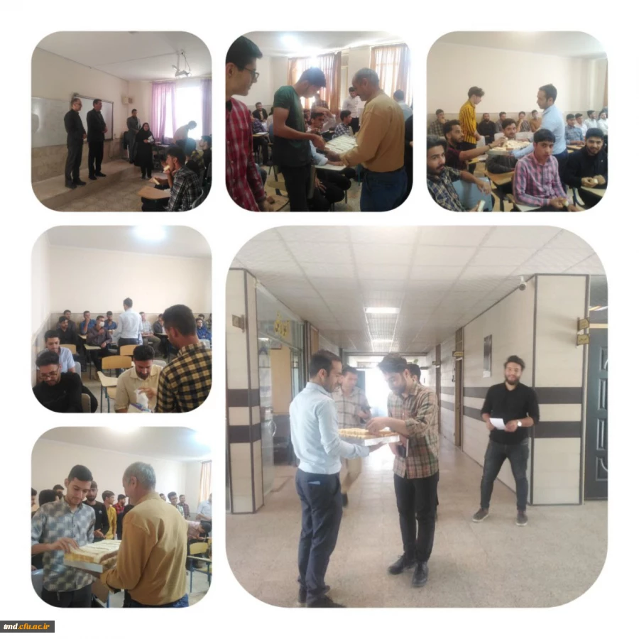 همزمان با میلاد فرخنده نبی مکرم اسلام (ص) و امام جعفر صادق (ع) انجام شد : 
توزیع شرینی در کلاسهای آموزشی و تبریک هفته وحدت به دانشجویان  2