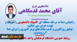 راهیابی دانشجو معلم  محمد قدمگاهی  از واحد دانشور به مرحله منطقه ای المپیاد دانشجویی 2